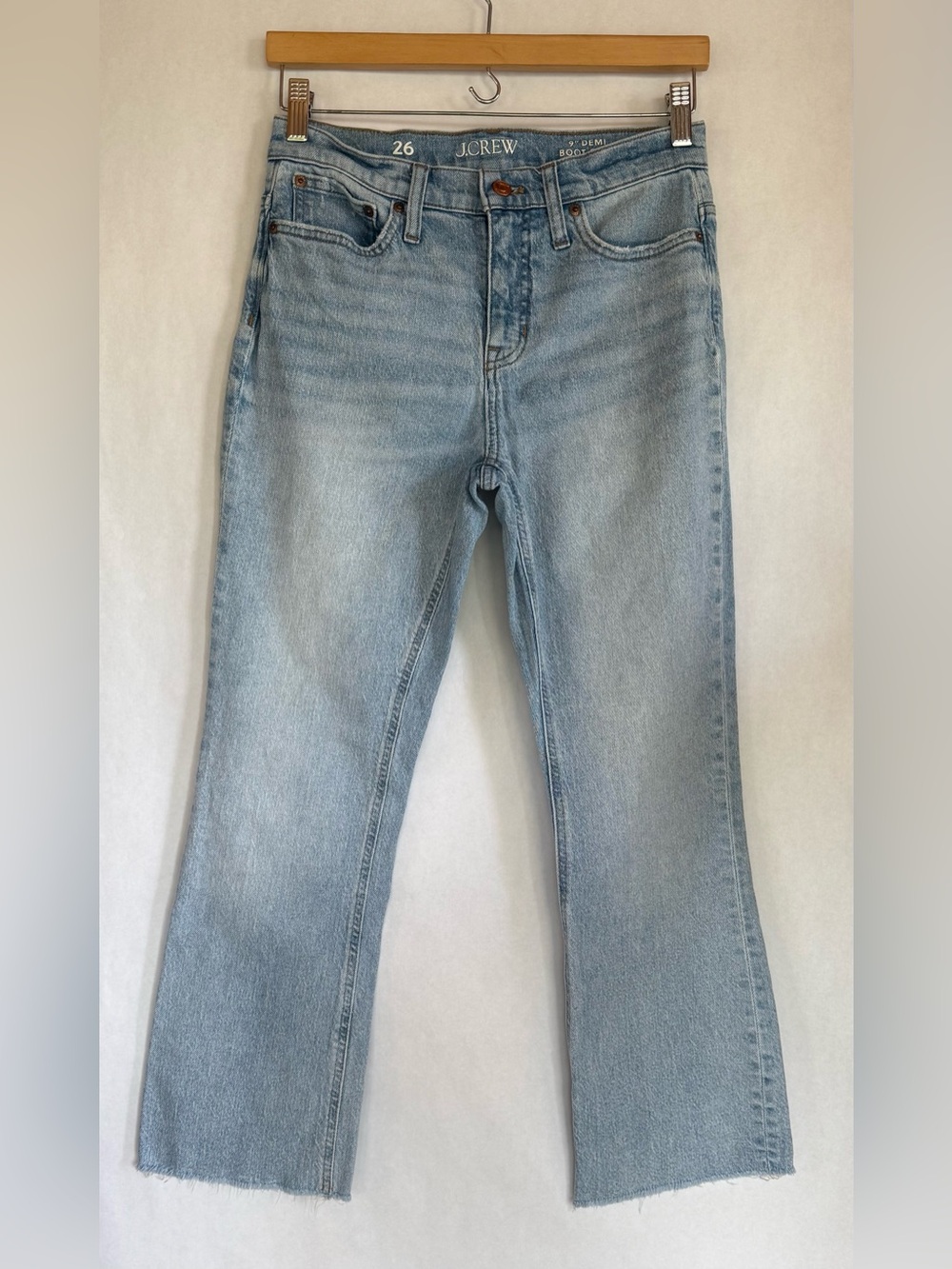 J. Crew Womenโs Light Blue Demi- boot cropped Jean